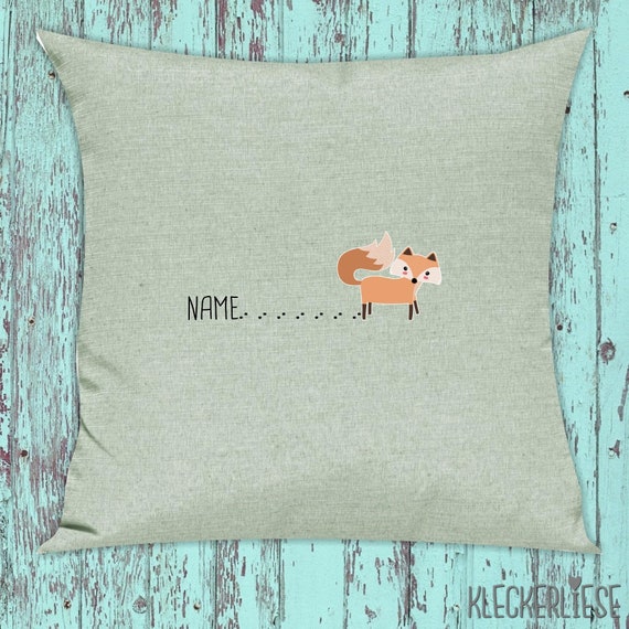 kleckerliese cushion "Desired name Fox with trace name Fox" with desired name individually animals nature forest meadow cushion cover with filling