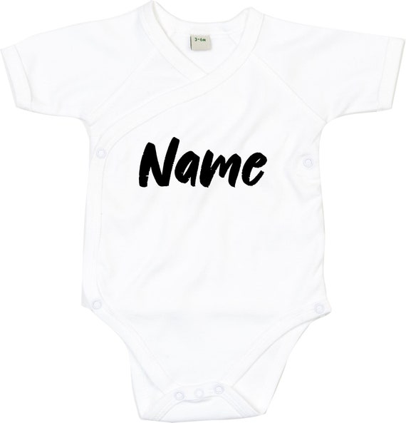 kleckerliese Wickel Baby Body "Wunschname Name Wunschtext" Babybody Strampler Wickelbody Organic Kimono Kurzarm