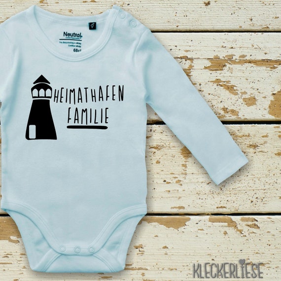 kleckerliese Babybody Body "Heimathafen Familie Leuchtturm" Fair Wear, Bio, Organic Baby Jungen Mädchen