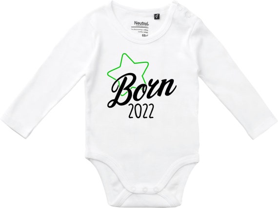 kleckerliese Langarm Babybody "Born 2022" Baby Body Jungen Mädchen Longsleeve Fair Wear