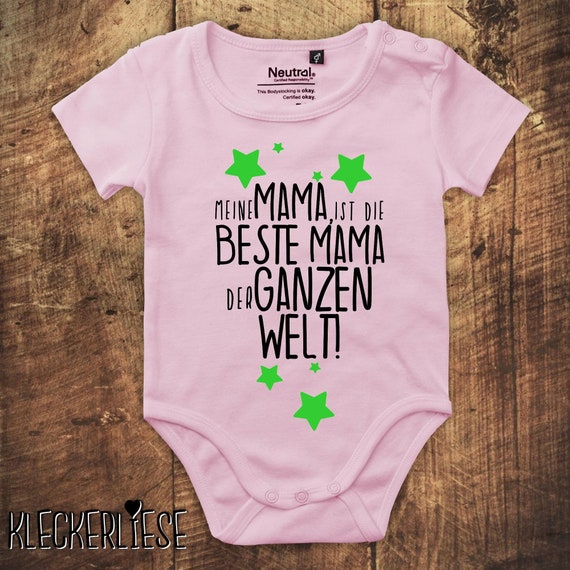 kleckerliese baby bodysuit "My mom is the best mom in the whole world!" Fair wear