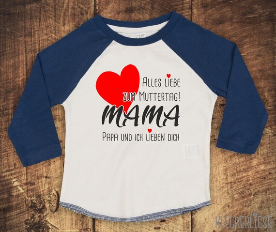 Kleckerliese Baby Children's T-Shirt Long Sleeve Shirt "Happy Mother's Day Mom Dad and I Love You" Raglan Sleeves Boys Girls Father's Day