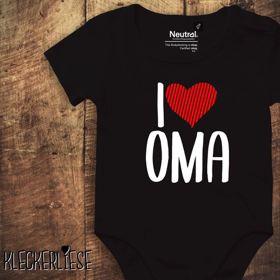 kleckerliese baby bodysuit "I Love Grandma" Fair Wear