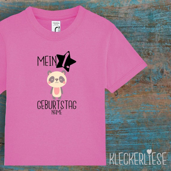 Kinder Baby Shirt mit Wunschname Kleinkind "Mein 1. Geburtstag Pandabär mit Wunschname" T-Shirt Jungen Mädchen