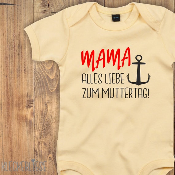 Baby Body Muttertag "Mama alles Liebe zum Muttertag! Anker" Babybody Strampler Jungen Mädchen Kurzarm