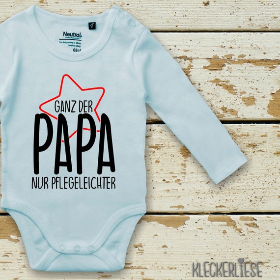 Kleckerliese Longarm Babybody "Ganz der Papa nur Pflegeleichter" Baby Body Boys Girls Longsleeve Fair Wear