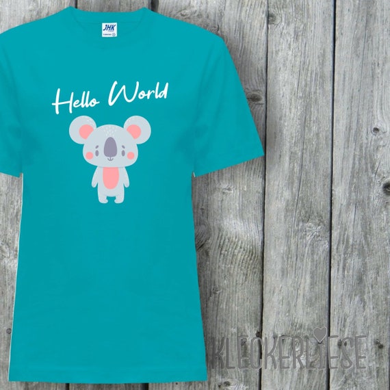 Kinder T-Shirt "Hello World Koala" Shirt Jungen Mädchen Baby Kind