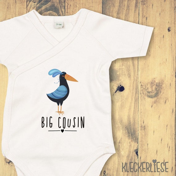 kleckerliese Wickel Baby Body "Big Cousin" Tiermotive Vogel Babybody Strampler Wickelbody Organic Kimono Kurzarm