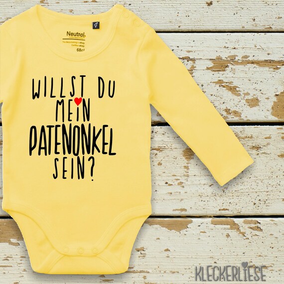 Long-sleeved baby bodysuit "Do you want to be my godfather?" Fair wear