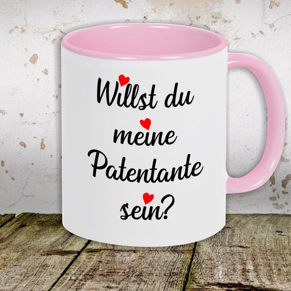 kleckerliese Kindertasse Teetasse Tasse Motiv "Willst Du Meine Patentante Sein?" Milch Kakao Kaffeetasse