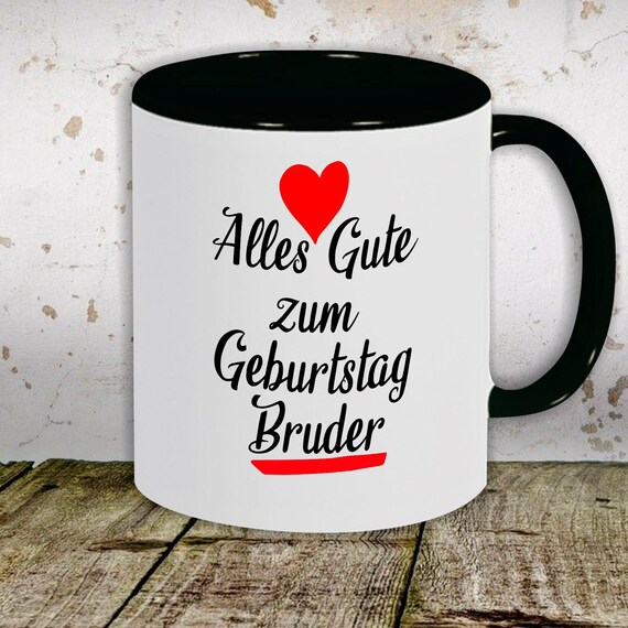 kleckerliese Kindertasse Teetasse Tasse Motiv "Alles Gute zum Geburtstag Bruder" Milch Kakao Kaffeetasse