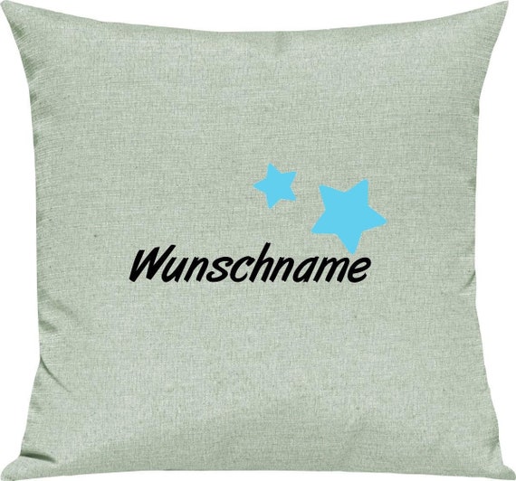 kleckerliese Kissen "Name Wunschname Sterne" mit Wunschnamen individuell Tiere Natur Wald Wiese Kissenhülle Deko Sofa