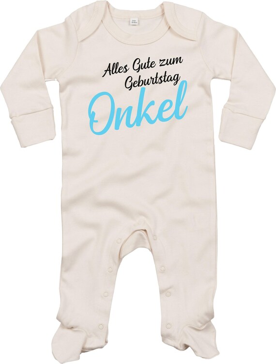 Kleckerliese Baby Schlafanzug "Alles Gute ONKEL" Sleepsuit Langarm Jungen Mädchen Einteiler Strampler