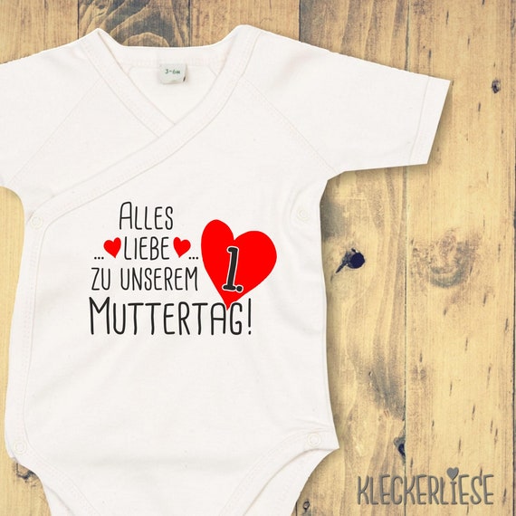 kleckerliese Wickel Body Muttertag "Alles Liebe zu unserem 1. Muttertag Mama" Babybody Strampler Wickelbody Organic Kimono Kurzarm Babybody