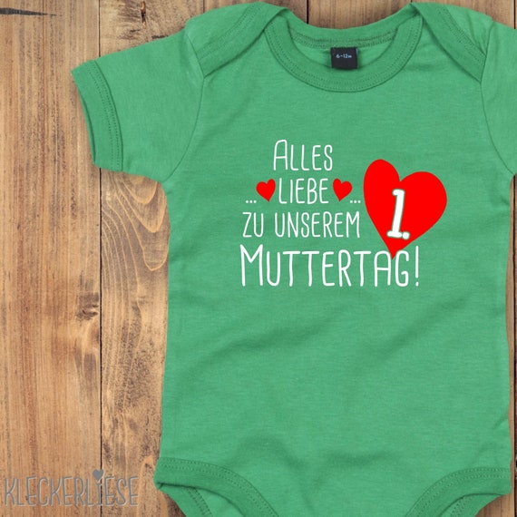 Baby Body Muttertag "Alles Liebe zu unserem 1. Muttertag Mama" Babybody Strampler Jungen Mädchen Kurzarm