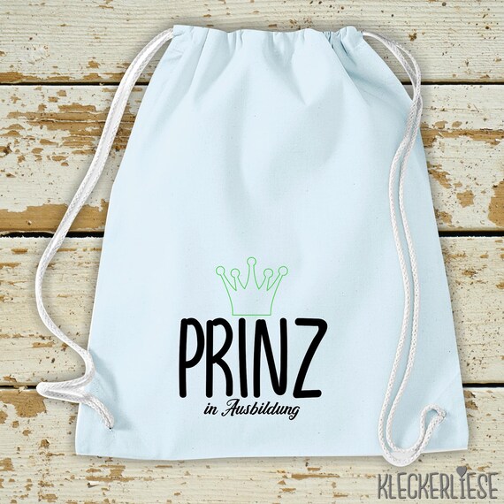 Kleckerliese Gymsack "Prinz in Ausbildung" Rucksack Bag Stoffbeutel Turnbeutel Tragetasche