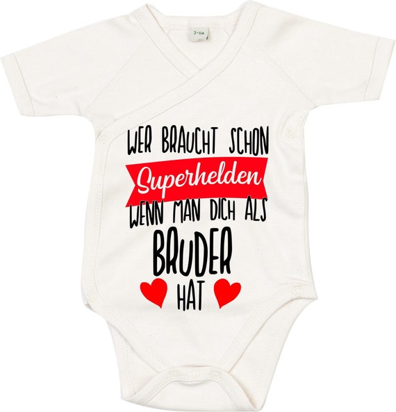 Wickel Baby Body " Wer braucht schon Superhelden wenn man dich als Bruder hat" Babybody Strampler
