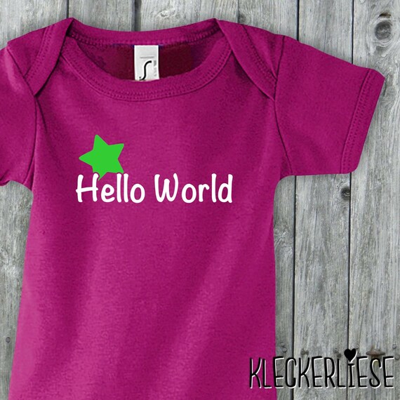 Baby Body "Hello World Stern" Babybody Strampler Jungen Mädchen