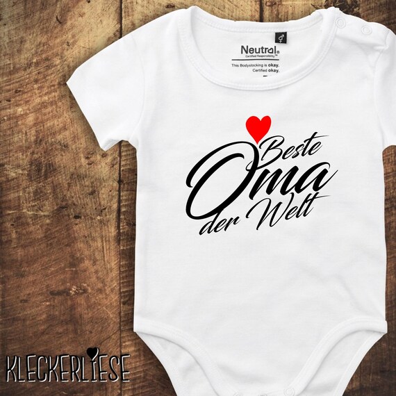 kleckerliese Babybody Body "Beste Oma der Welt" Fair Wear Strampler Baby Junge Mädchen