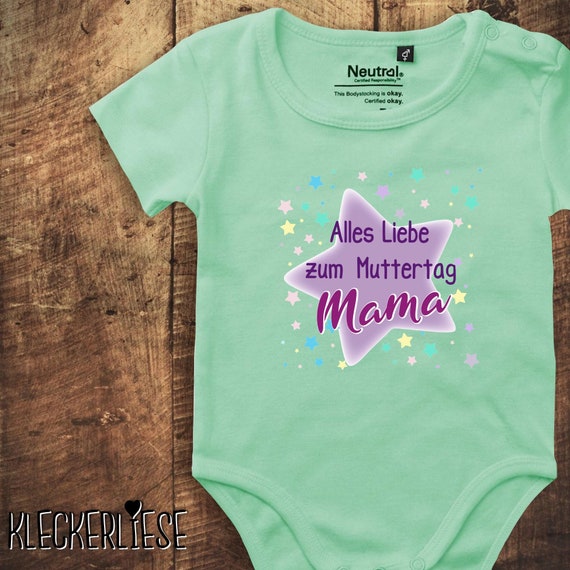 kleckerliese Babybody Body "Alles Liebe zum Muttertag Mama" Fair Wear Jungen Mädchen