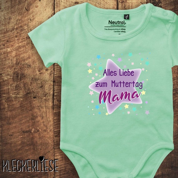 kleckerliese baby bodysuit "Happy Mother's Day Mom" fair wear for boys and girls