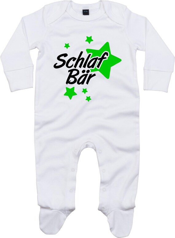 Kleckerliese Baby Schlafanzug "Schlaf Bär" Sleepsuit Langarm Jungen Mädchen Einteiler Strampler