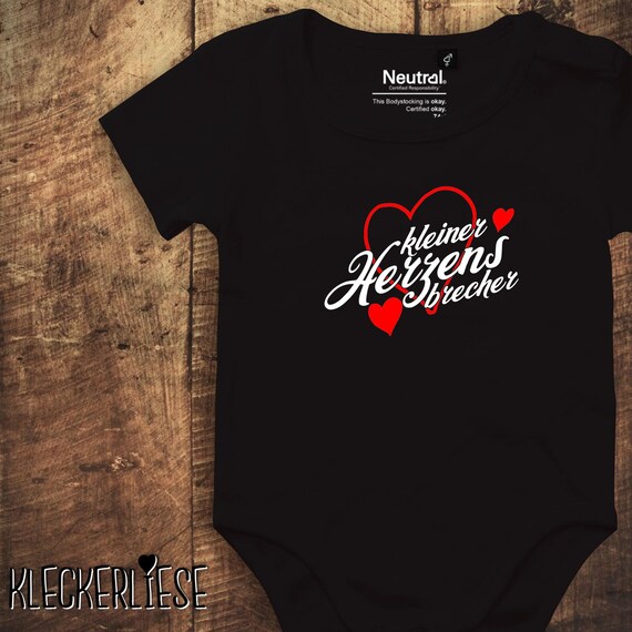 kleckerliese Babybody Body "kleiner Herzens Brecher" Fair Wear