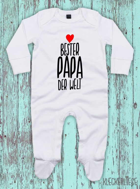 Kleckerliese Baby Pajamas "Best Dad in the World" Sleepsuit Long Sleeve Boys Girls One-Piece Romper