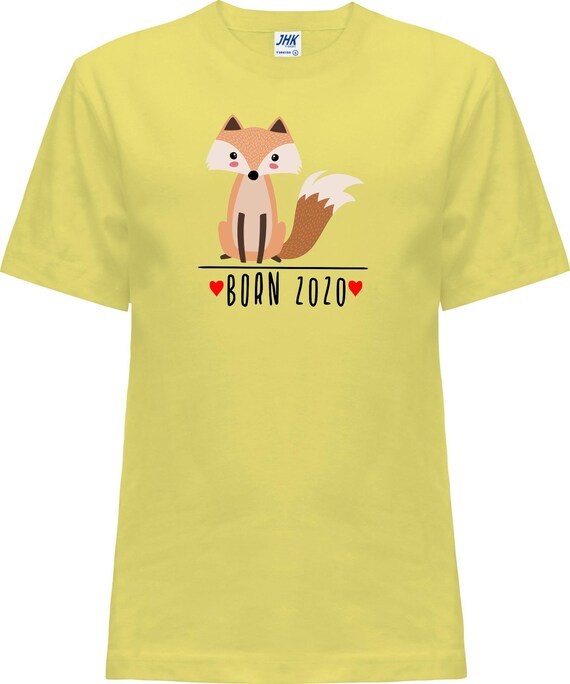 Kleckerliese Baby Kinder T-Shirt "Born 2020 Tiermotiv Fuchs" Kurzarm Sprüche Jungen Mädchen Shirt Nicki mit Aufdruck Motiv