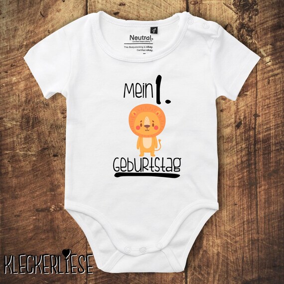 kleckerliese Babybody Body "Mein 1. Geburtstag Löwe" Fair Wear, Bio, Organic Baby Jungen Mädchen