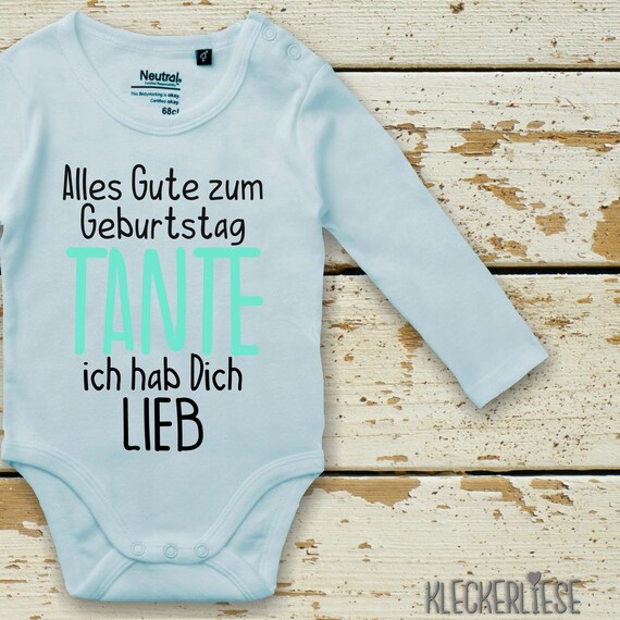 kleckerliese Long Sleeve Baby Bodysuit "Happy AUNT, I love you" Baby Bodysuit Boys Girls Long Sleeve Fair Wear