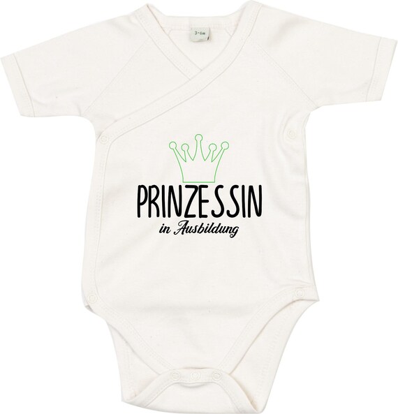 kleckerliese Wickel Baby Body "Prinzessin in Ausbildung" Babybody Strampler Wickelbody Organic Kimono Kurzarm