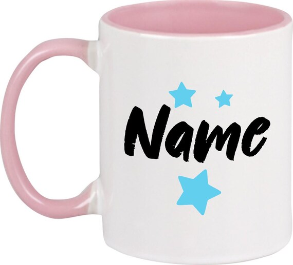 kleckerliese Kindertasse Teetasse Tasse Motiv "Name Wunschname Sterne" Milch Kakao Kaffeetasse