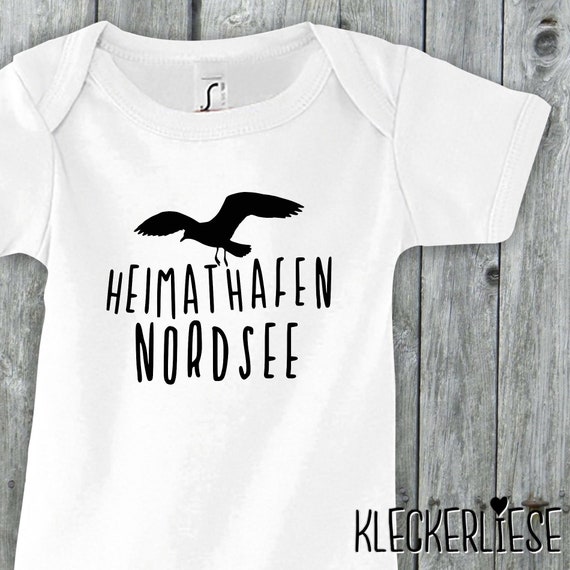 Baby Body "Heimathafen Nordsee Möwe" Babybody Strampler Jungen Mädchen