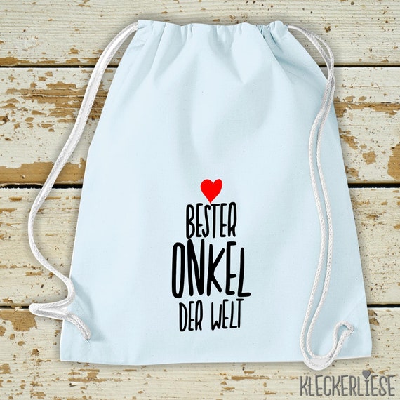 Kleckerliese Gymsack "Bester Onkel der Welt" Rucksack Bag Stoffbeutel Turnbeutel Tragetasche