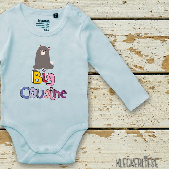kleckerliese Langarm Babybody "Big Cousine Braunbär Bär" Baby Body Jungen Mädchen Longsleeve Fair Wear