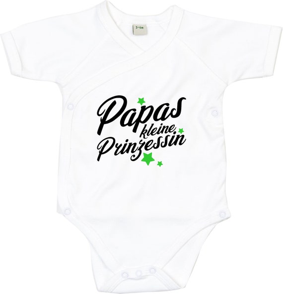 kleckerliese Wickel Baby Body "Papas kleine Prinzessin" Babybody Strampler Wickelbody Organic Kimono Kurzarm
