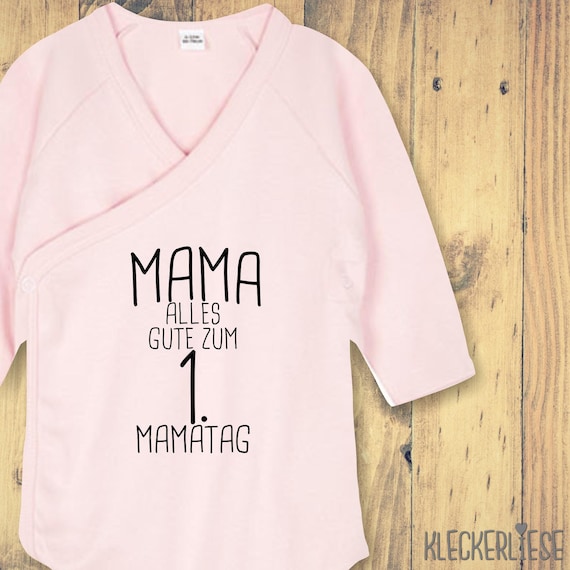 Langarm Wickel Baby Body ""Mama alles Gute zum 1. Mamatag" Babybody Strampler