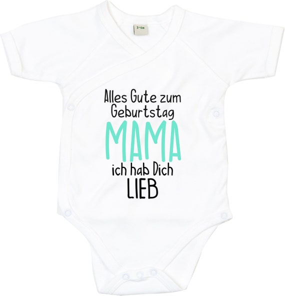 kleckerliese Wickel Baby Body "Alles Gute MAMA ich hab Dich Lieb" Babybody Strampler Wickelbody Organic Kimono Kurzarm