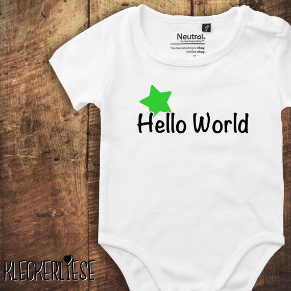 kleckerliese Babybody Body "Hello World Stern" Fair Wear, Bio, Organic Baby Jungen Mädchen