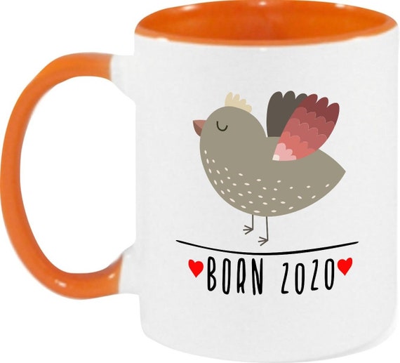 kleckerliese Kindertasse Teetasse Tasse Motiv "Born 2020 Tiermotiv Vogel" Milch Kakao Kaffeetasse