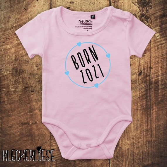 kleckerliese Babybody Body "Born 2021" Fair Wear Jungen Mädchen Motiv Aufdruck