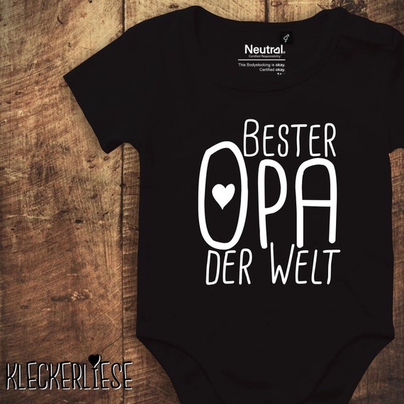 kleckerliese baby bodysuit "Best Grandpa in the World" fair wear romper baby boy girl