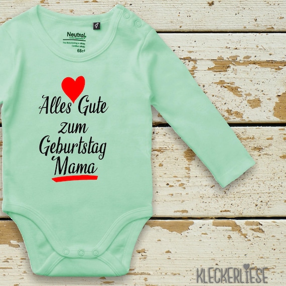 Long-sleeved baby bodysuit "Happy Birthday Mom" Fair Wear