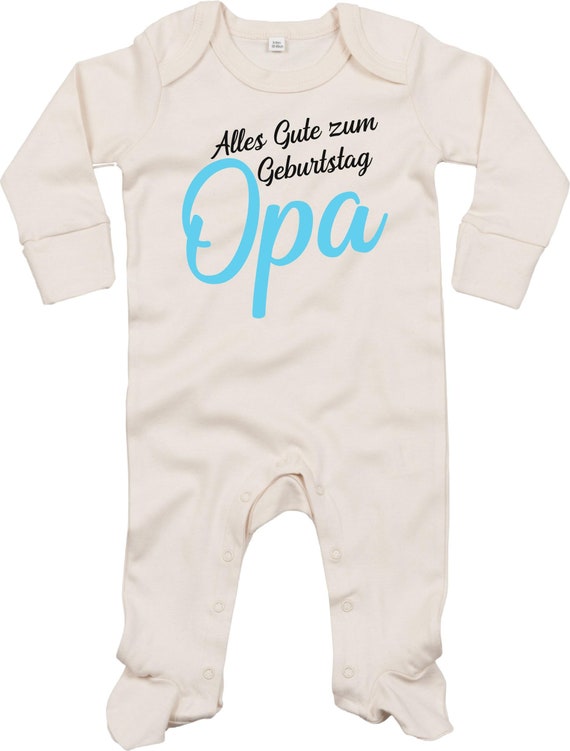 Kleckerliese Baby Schlafanzug "Alles Gute OPA" Sleepsuit Langarm Jungen Mädchen Einteiler Strampler