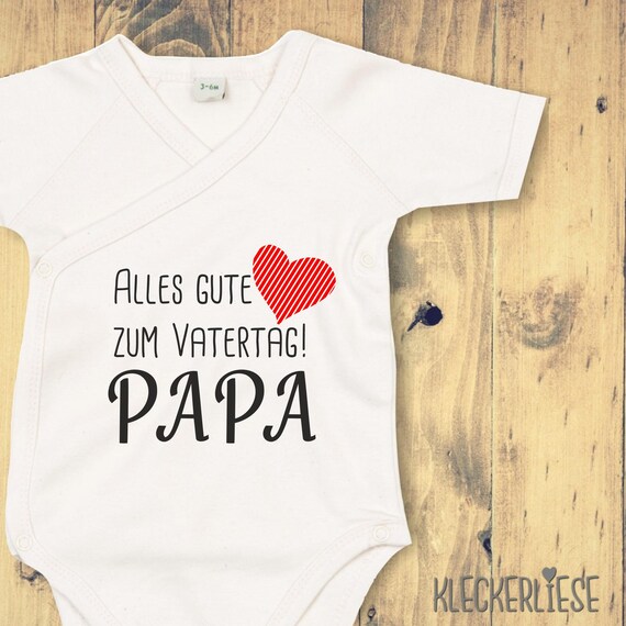 kleckerliese Wickel Body Vatertag  "Alles Gute zum Vatertag Papa" Babybody Strampler Wickelbody Organic Kimono Kurzarm Babybody