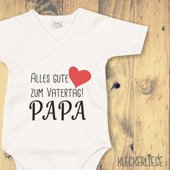 kleckerliese wrap body Father's Day "Happy Father's Day Dad" baby body romper wrap body organic kimono short sleeve baby body