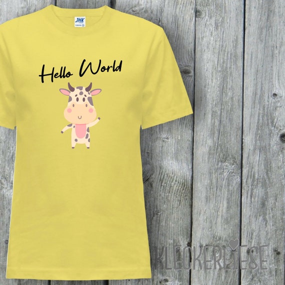 Kinder T-Shirt "Hello World Kuh" Shirt Jungen Mädchen Baby Kind