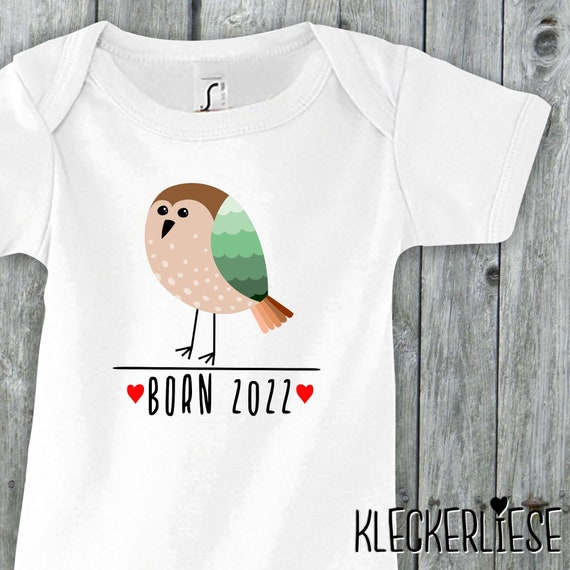 Baby Body "Born 2022 Tiermotiv Vogel" Babybody Strampler Jungen Mädchen