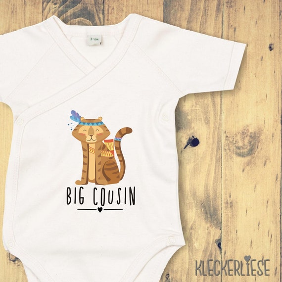 kleckerliese Wickel Baby Body "Big Cousin" Tiermotive Tiger Babybody Strampler Wickelbody Organic Kimono Kurzarm